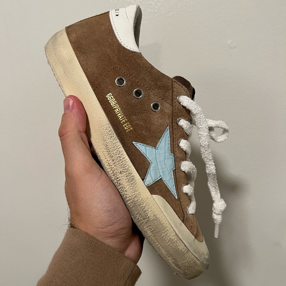 Golden Goose Brown and Blue Sneakers